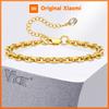 Vnox Women Link Chain Bracelet,Classic Gold Plated Stainless Steel Adjustable Bracelets,Charm Female Jewelry Stone Tail Gifts