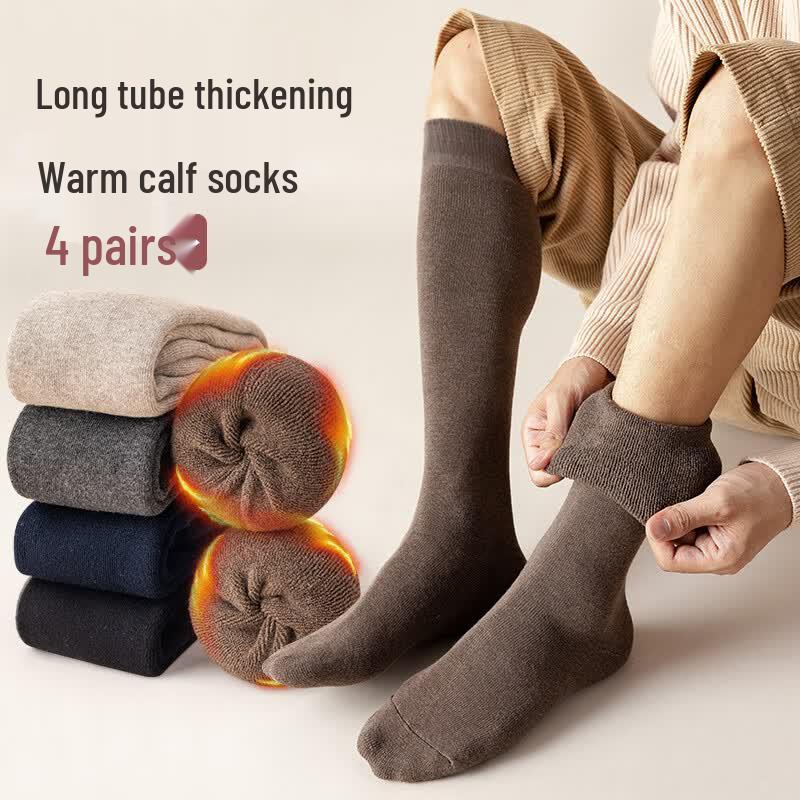 Men s Winter Warm Thickened Calf Socks (4-Pair Pack) One Size