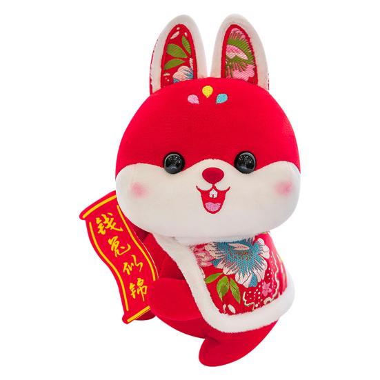 

Стильный милый 3D диванный орнамент из полипропиленового хлопка, чучело животного, кролик, год, зодиак, кукла, плюшевая игрушка, новый подарок 2023 года, талисман 20cm красный