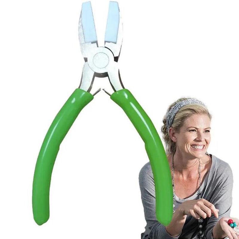 Alicates de Mandíbula de Nylon Aço Carbono Artesanato Alicates de Bico Plano Ferramentas DIY Para Miçangas Laços Modelagem Arame Fabricação de Joias