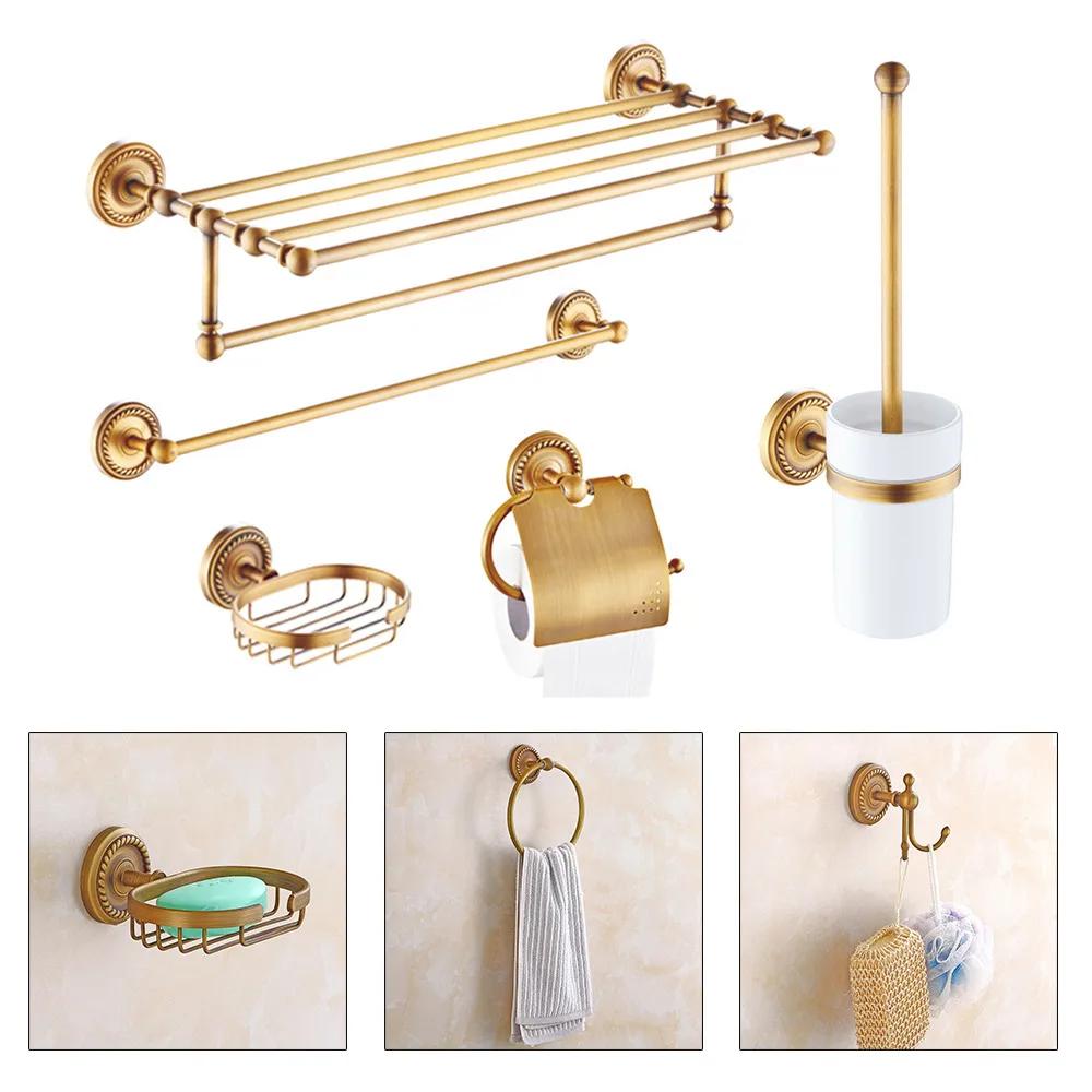 7PCS Luxury Bathroom Accessories Set - Toilet Paper Holder, Soap Dispenser, Towel Rack, Brush Holder - Modern & Elegant Decor