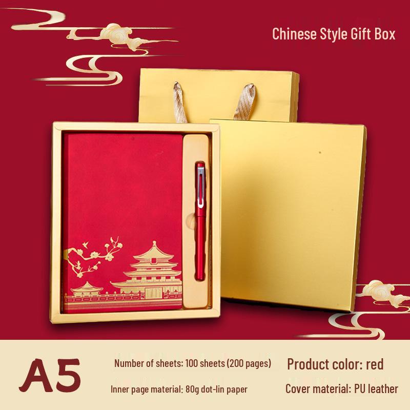 Custom Guochao A5 Chinese Style Business Notebook Gift Set with Logo Printing Capability