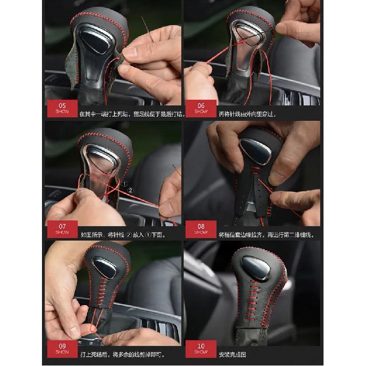 For Porsche Cayenne 2011-16 Gear Handle Cover Leather Hand Sewn Gear Lever Cover Interior