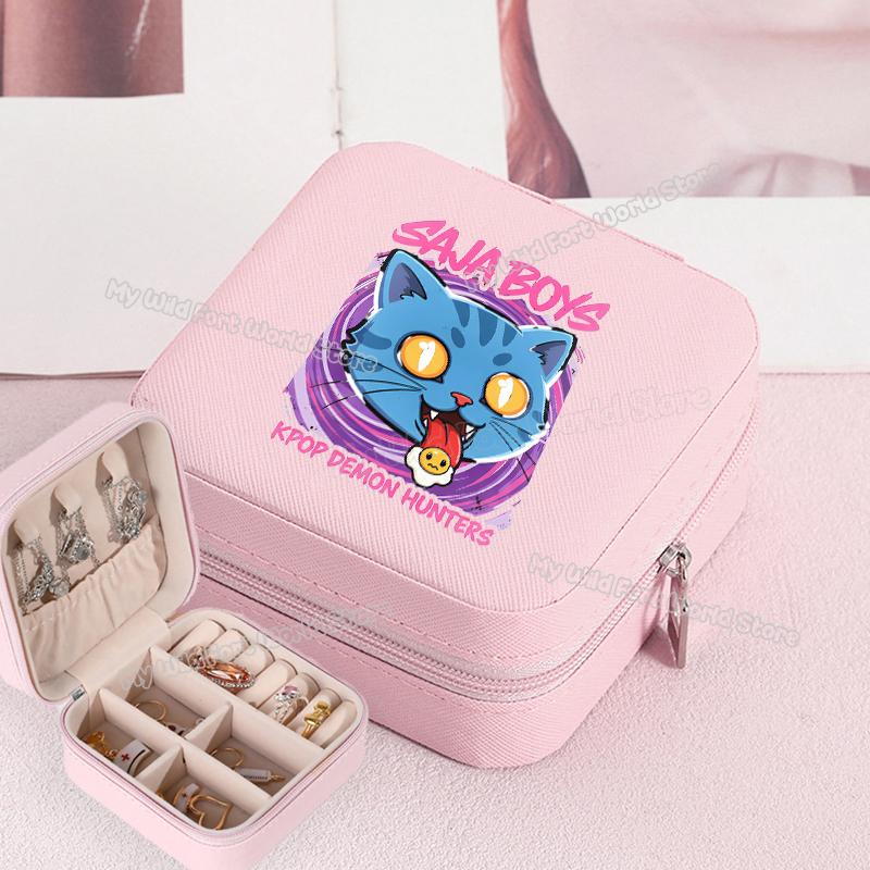 Wysokiej Jakości KPop Łowcy Demonów Pudełko na Biżuterię Organizer na Kolczyki, Naszyjniki, Pierścionki dla Kobiet Mini Organizer na Biżuterię Podróżny Pudełka Ekspozycyjne