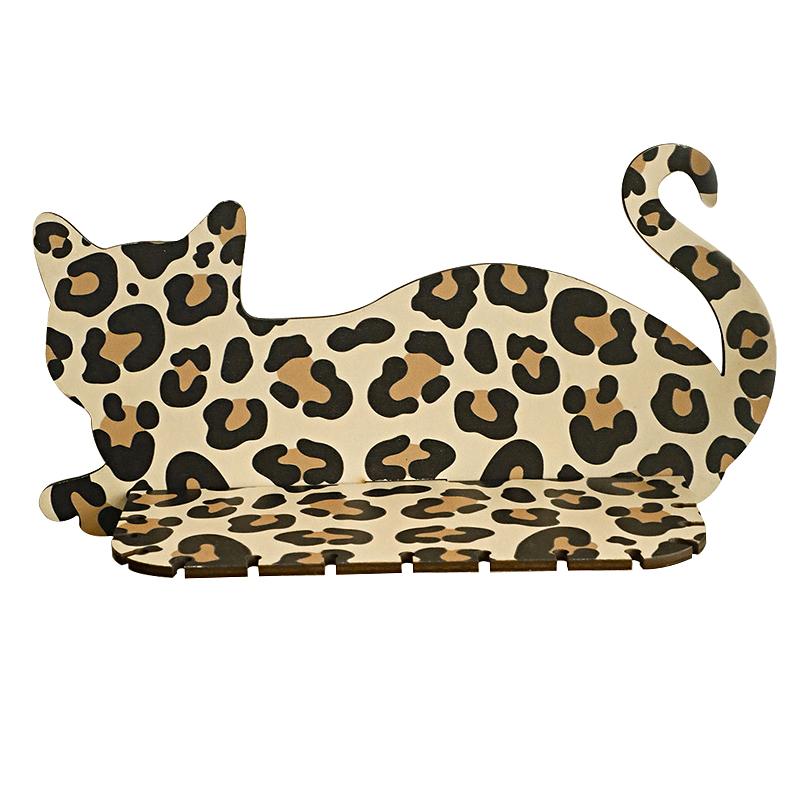 Handgemachter Wandbehang DIY Katzenförmiges Design Flur Aufbewahrungsregal Gastfamilie Leopardenmuster Einzigartige Heimdekoration