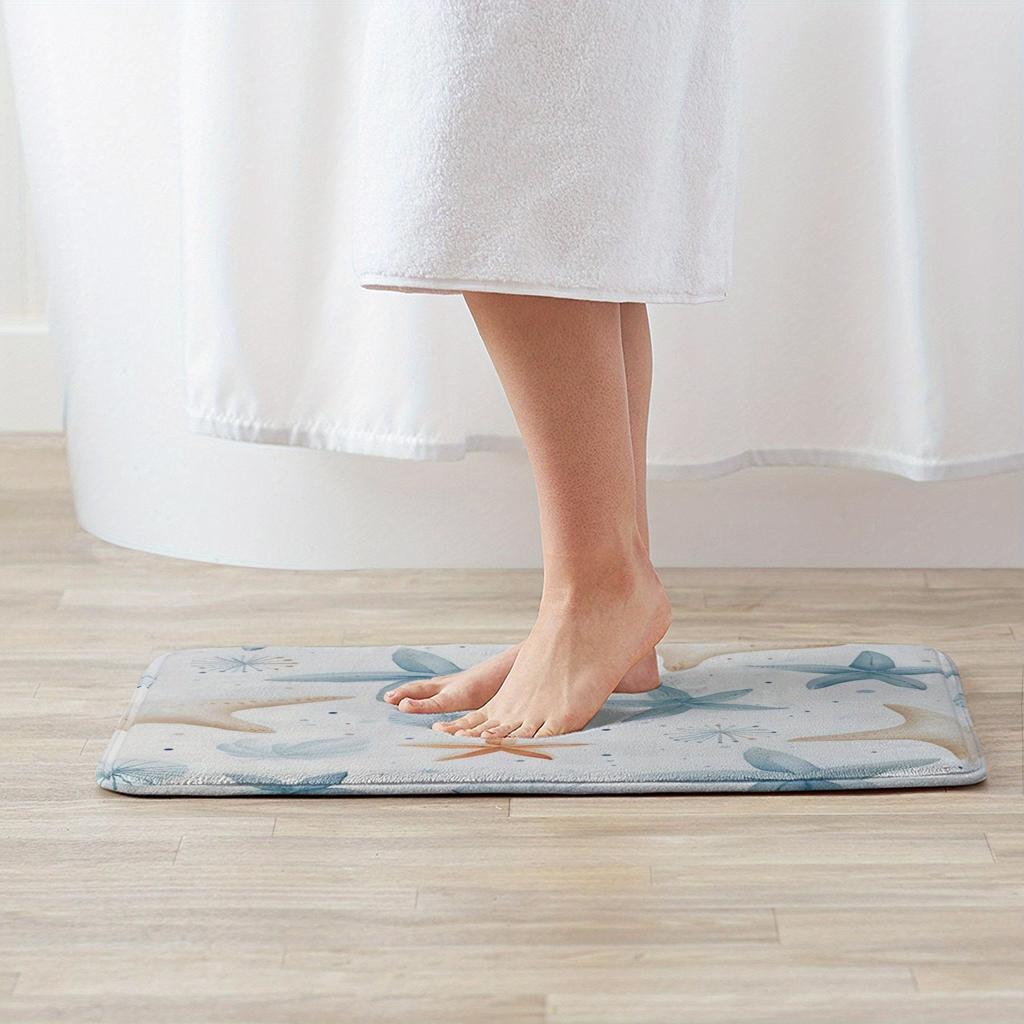 1PC Starfish Pattern Kitchen Rug Non-Slip Door Mat Pop Design Bathroom Rug Bath Mat Carpet for Home Sink Laundry Decoreeree