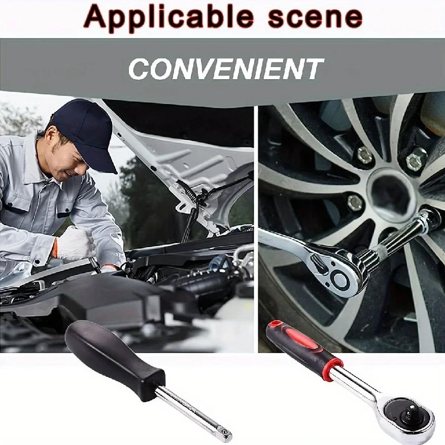 46Pcs Family Tools 1/4 Set Mechanic Tool Kits for Auto Repair Hous with Sockets Metric Hex Bit Socket Set Inch Ratchet Wrench