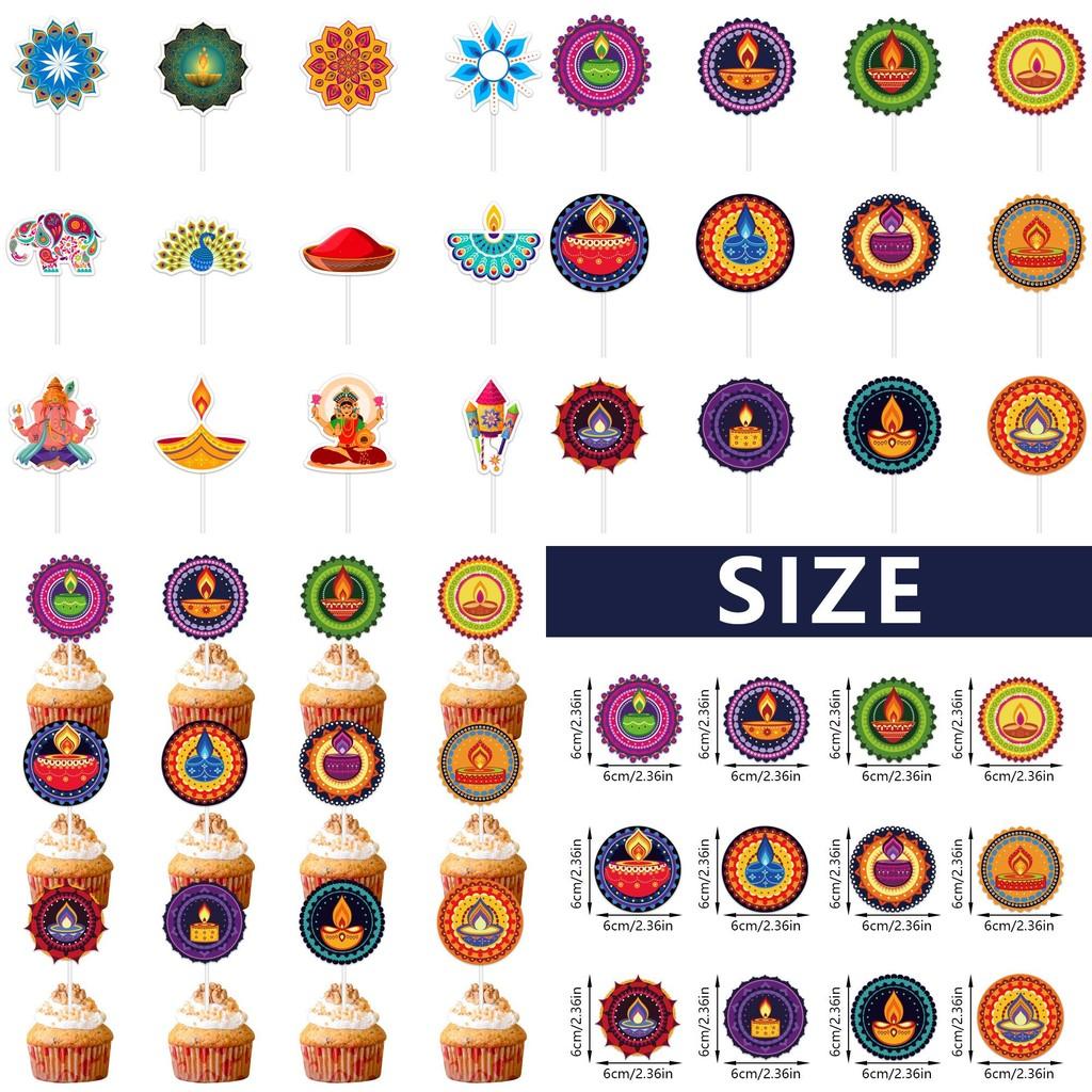 Diwali Theme Cake Topper Flags Paper Party Decor For Celebrations