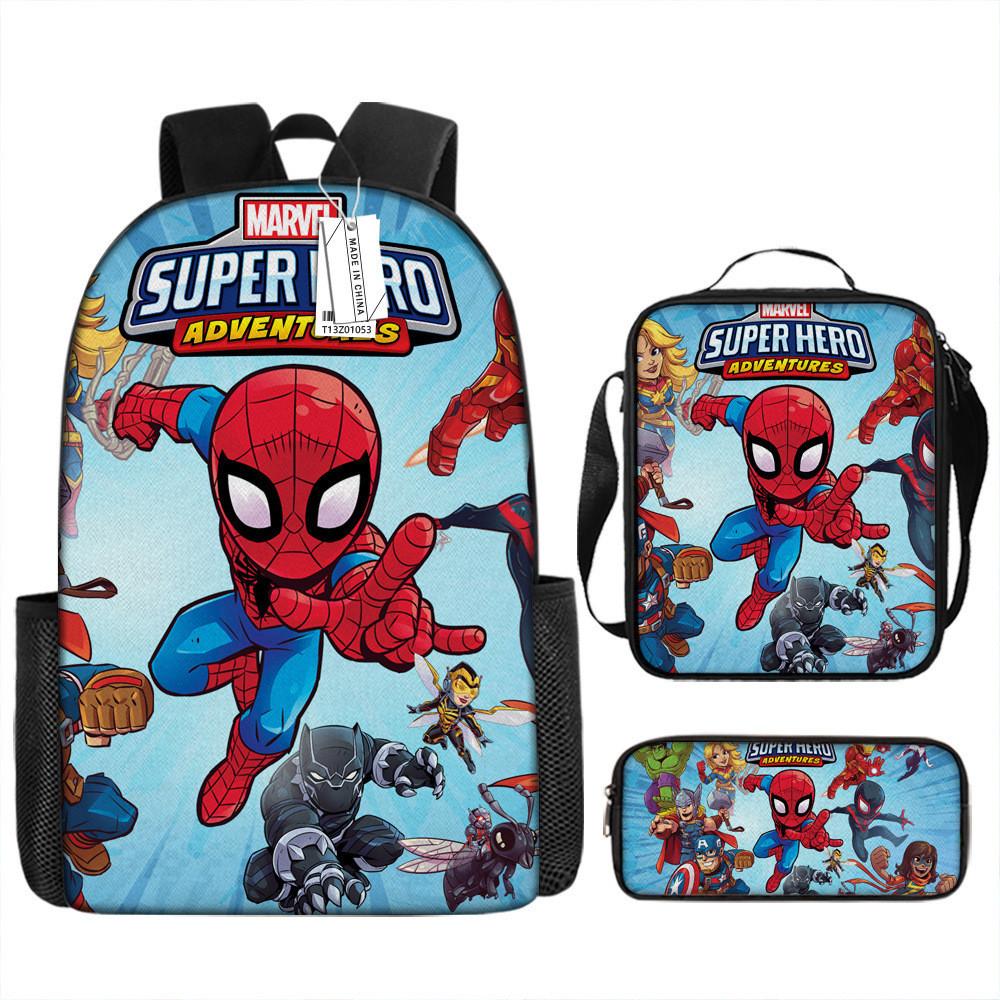 Spiderman School Backpack Set With Oxford Fabric Breathable Waterproof For Kids