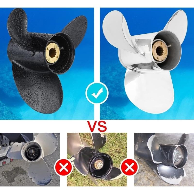 3-Blatt Außenborder-Propeller für 25PS 30PS 35PS 40PS 45PS 48PS 50PS 55PS 60PS 70PS Motoren 48-816704A45, 13 Zähne Keilverzahnung