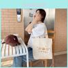 Stylish Embroidered Canvas Tote Bag For Trendy Girls With Large Capacity Soft Fabric