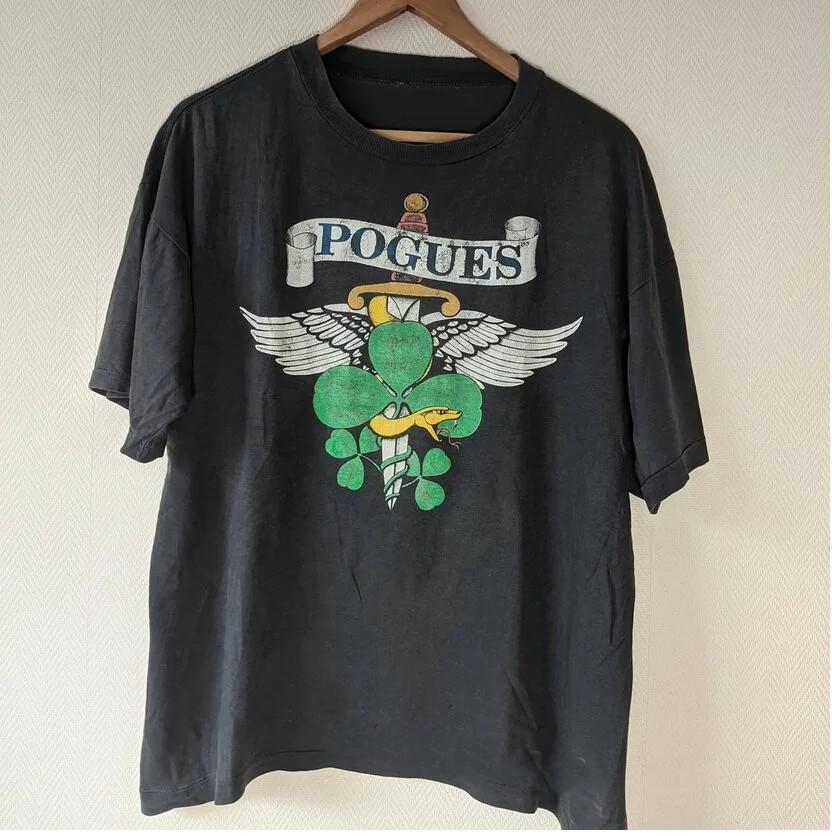 

80039s The Pogues Short Sleeve Black Full Size Gift For Fan Shirt Unisex T-Shirt XXXXL