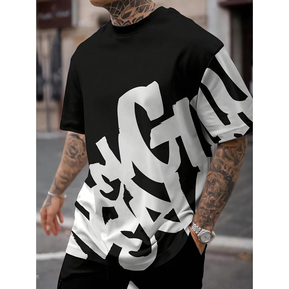 2025 New Summer Personalized Letter Printed Comfortable and Breathable Round Neck T-shirt Outdoor High Street Top