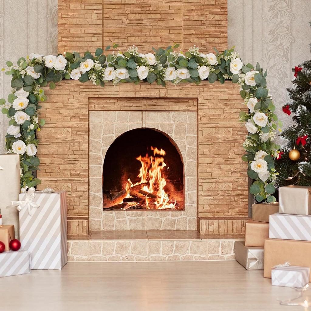 Simulation Rose Camellia Vine Home Decor Vine Green Plant Eucalyptus Leaf Eucalyptus Vine