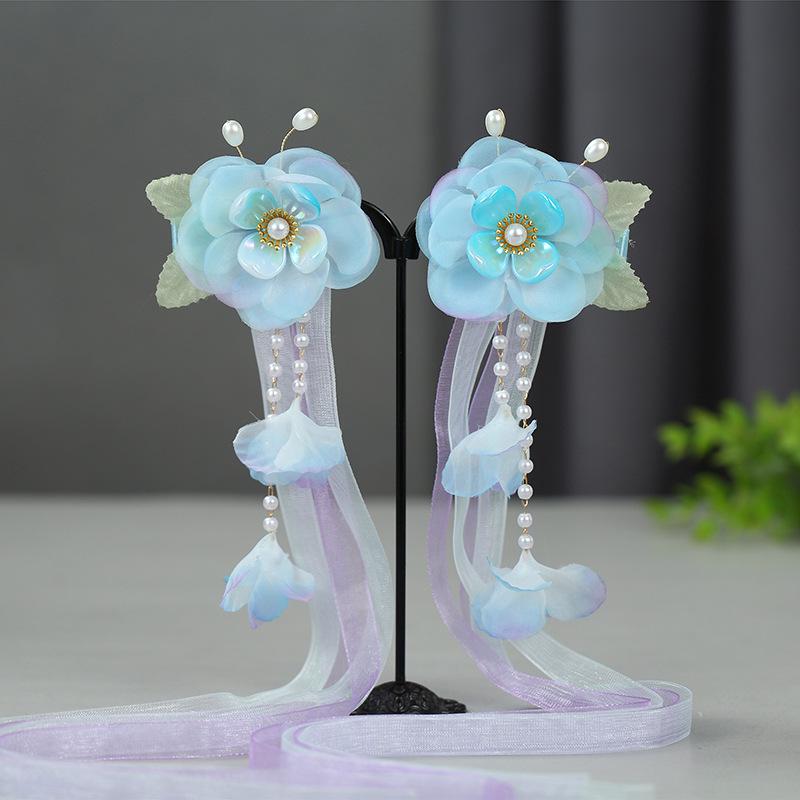 2024 Hanfu Headdress Hairpins: Women's & Children's Tassel Headflower Hair Accessories