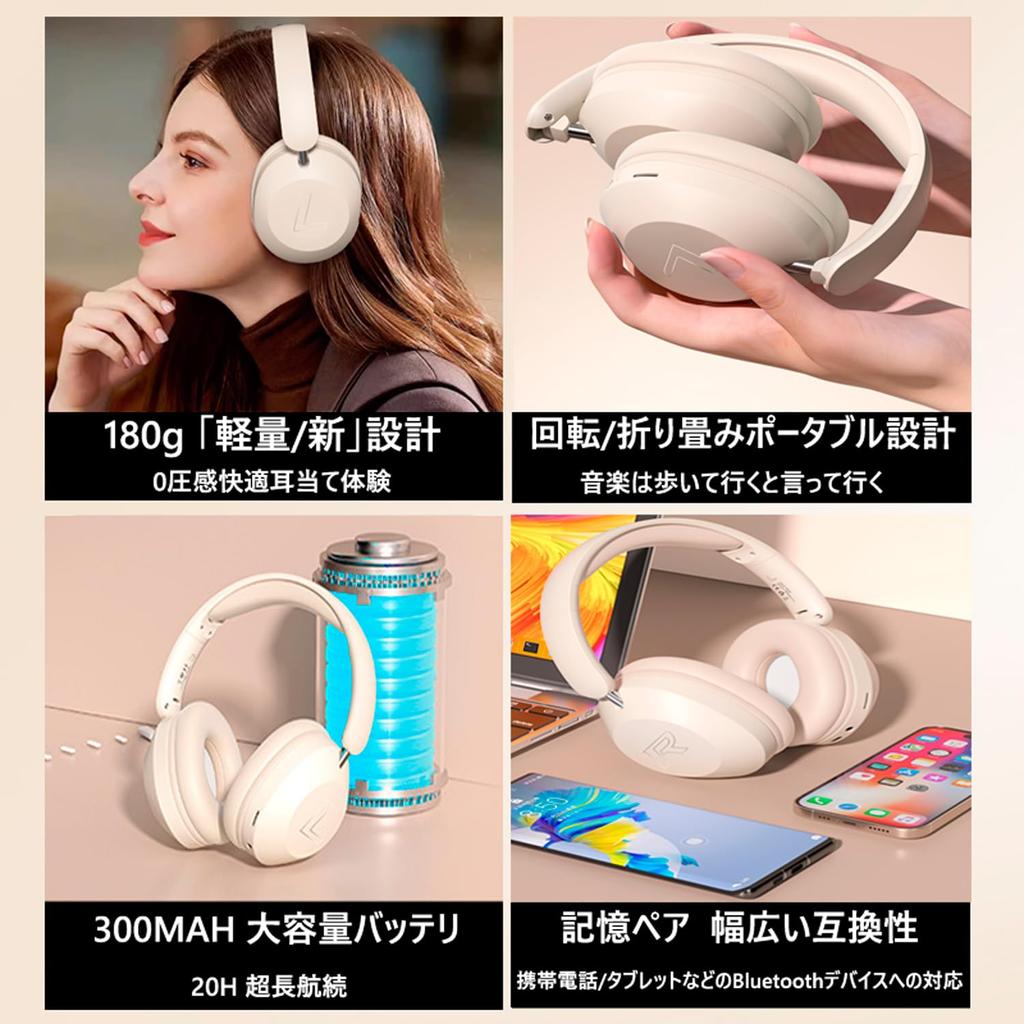 HAOYUJP New Bluetooth Wireless Bluetooth 40mm HD Driver Wired and Foldable and Rotating Headset, Earbuds, 5.3, Unit, Dual-Use Wireless, (Black)