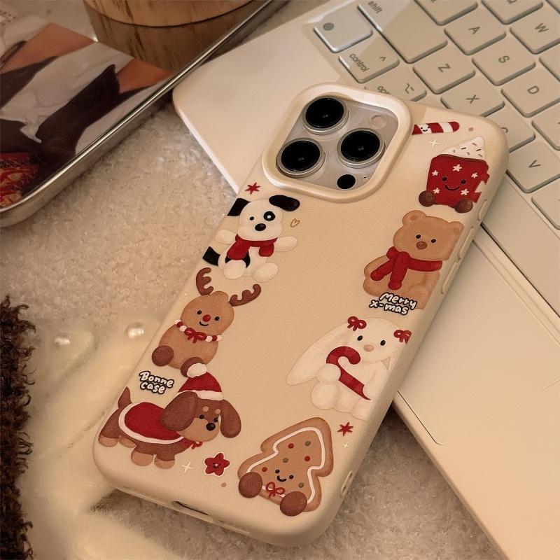 Cute Cartoon Style Christmas Crystal Ball Animal Rattle Phone Holder For iPhone Cases Desktop Foldable Phone Stand