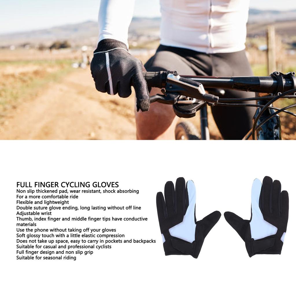 Full Finger Cycling Gloves Men Women Racing Workout Shock Absorption Support Touch Screen XL(10-11cm Palm Breadth)