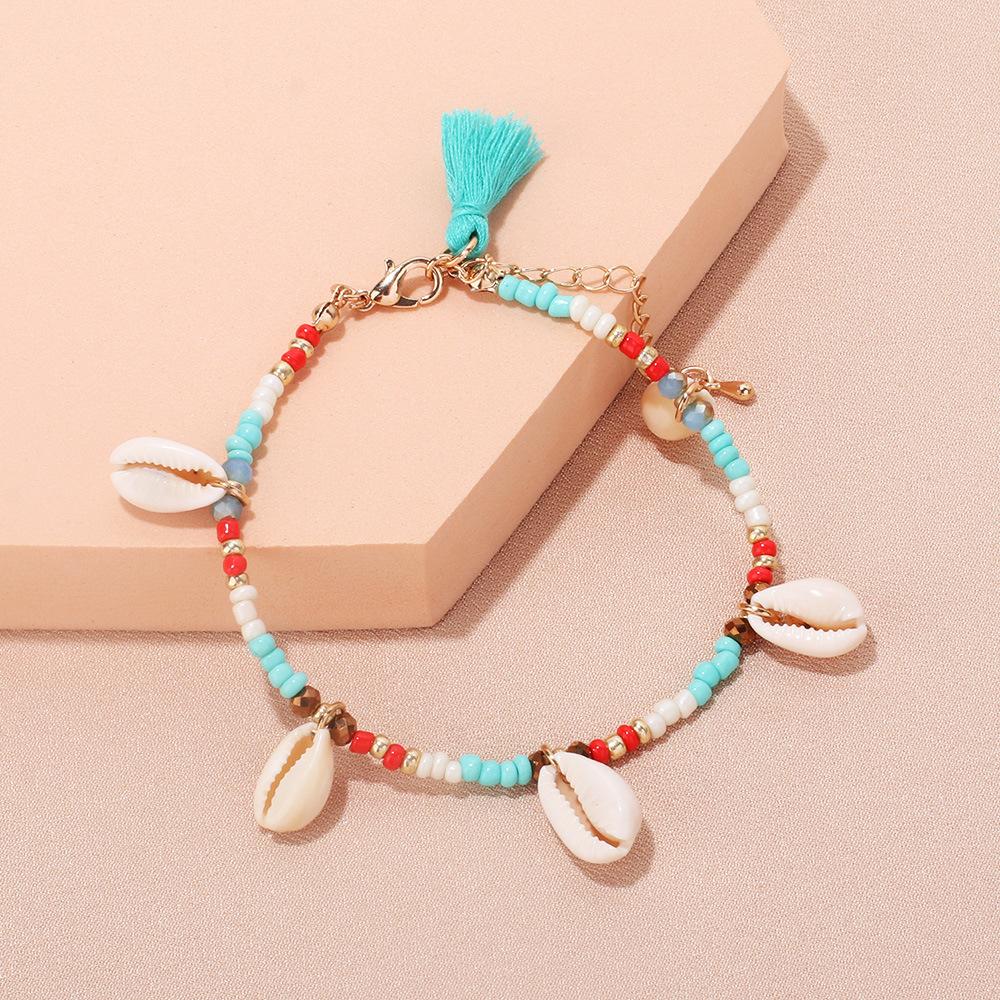 Retro Boho Shell Anklet for Women, Summer Beach Vacation Handmade Foot Jewelry