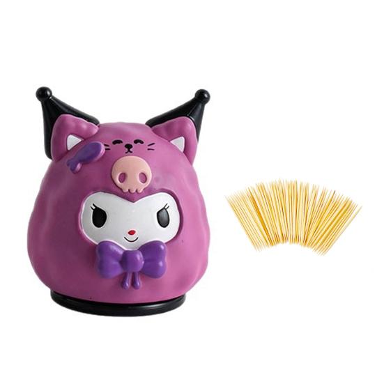 Cartoon Animal Toothpick with Box Decorative Toothpick Dust-proof Lid Holder Dispenser Organizer
