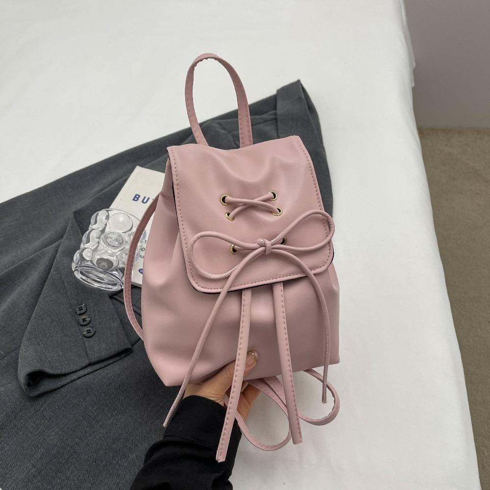 Korean Style PU Leather Women's Backpack Fashion Large Capacity School Bag Solid Color Shoulder Bag