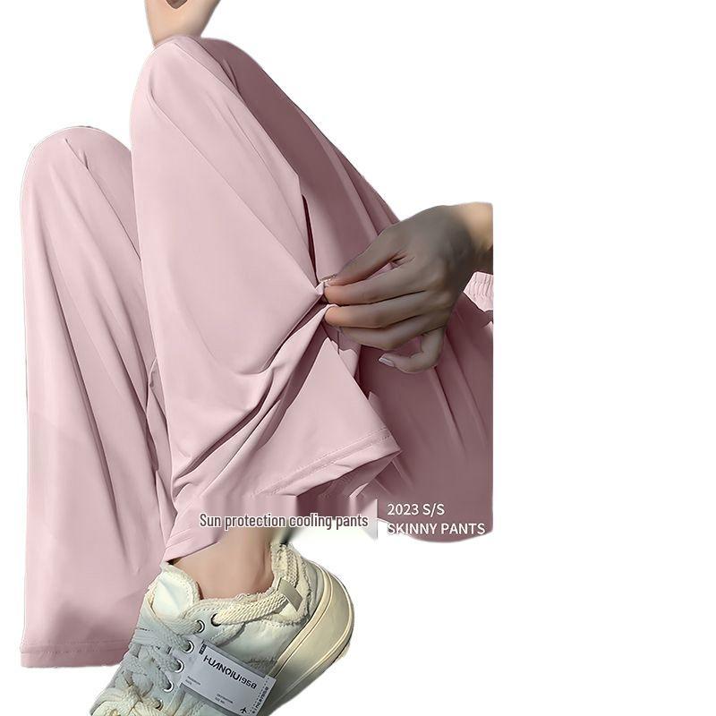 Women's Summer High-Waist Sun Protection Wide-Leg Pants - Ice Silk Loose Fit