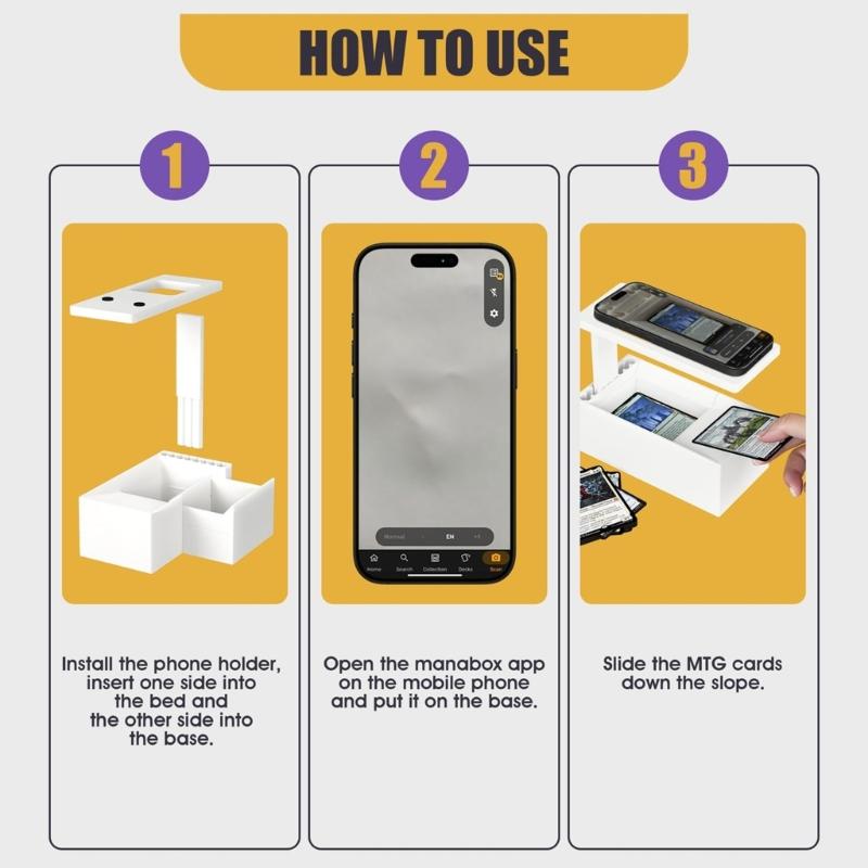 Universal Phone Mount Card Scanning Device For Collections Lightweight Plastic Design