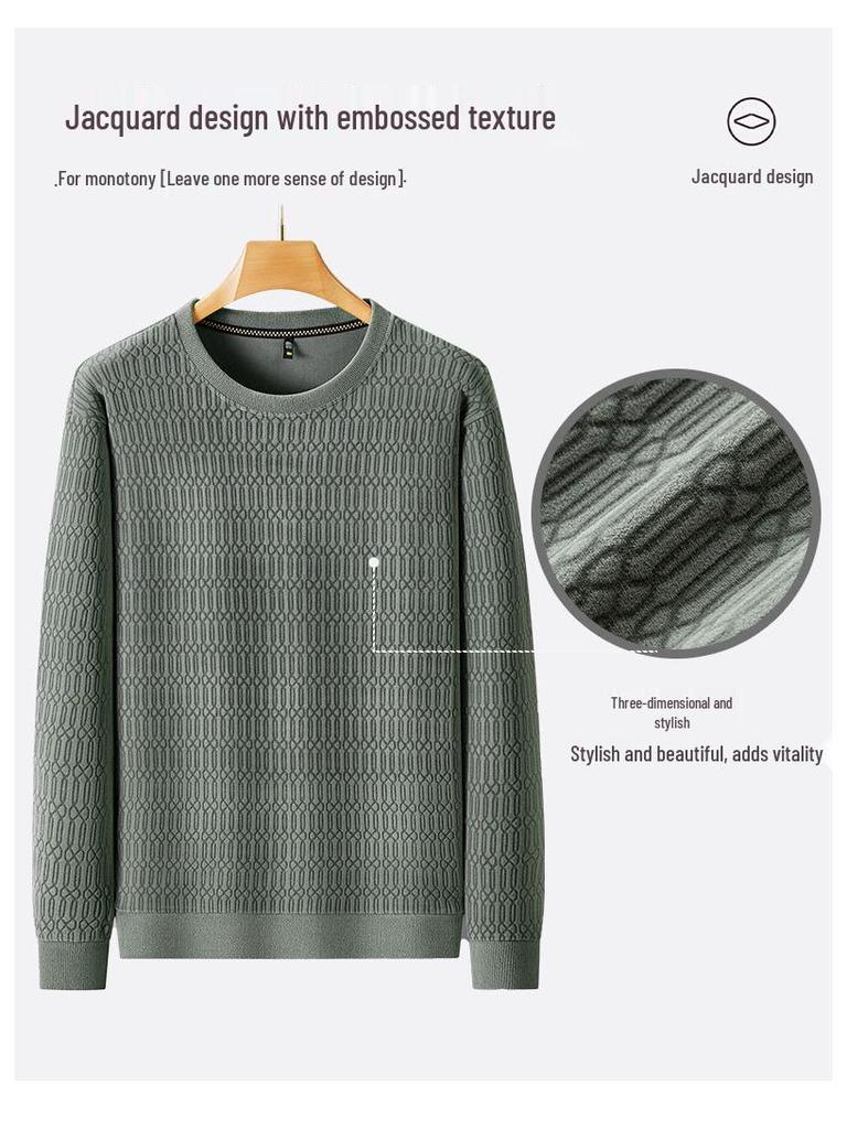 2025 Men's Round Neck Fleece-Knit Loose Fit Long Sleeve Winter Base Layer