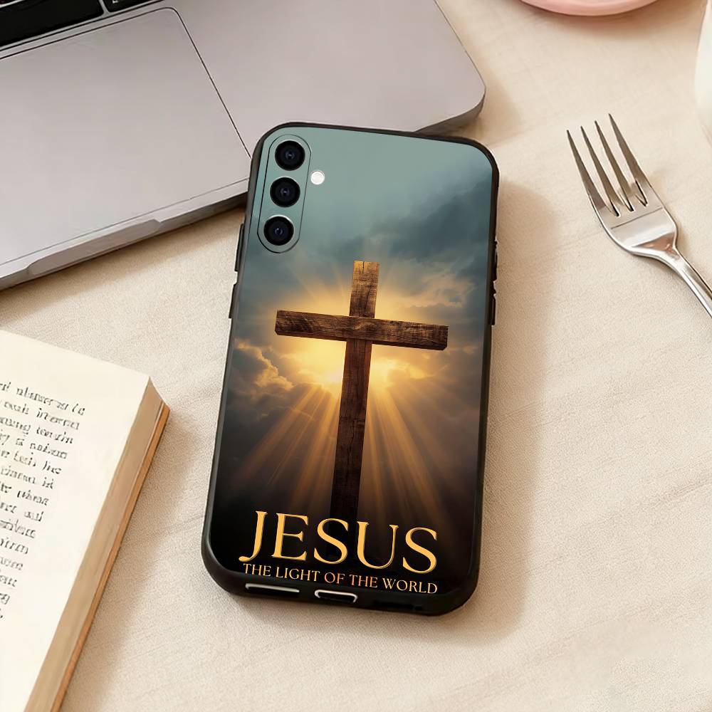 Verse of The C-Christian-N Bible Jesus Phone Case For Samsung Galaxy A73,A72,A71,A70,A53,A52,A51,Soft Silicone Black Cover