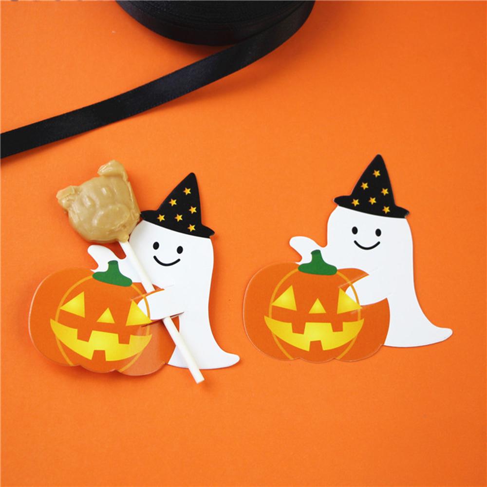 50Pcs Halloween Candy Box Lollipop Packing Card Pumpkin Ghost Card For Diy Halloween Party Decoration Favors Halloween 2024