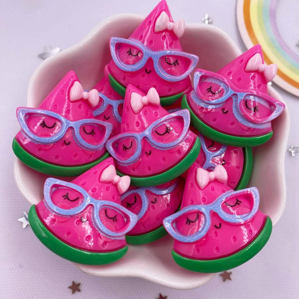 Resin Kawaii Colorful Cool Glasses Cartoon Fruit Ice Cream Avocado Watermelon Flatback DIY Figurine 10PCS Scrapbook Decor Crafts