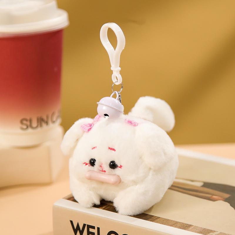 Capybara Blowing Bubbles: Plush Toy Keychain with Wagging Tail