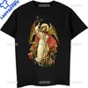 St Michael The Archangel Destroy The Devil Catholic Christians Gift Printed T Shirt Vintage Unisex Breathable Top Casual TShirt