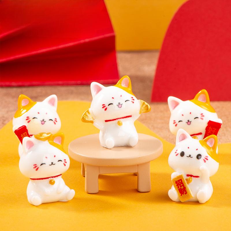 

Micro Landscape DIY Car Desktop Kitchenware Cute Charm Cat Doll Mascot Decorations 10pcs