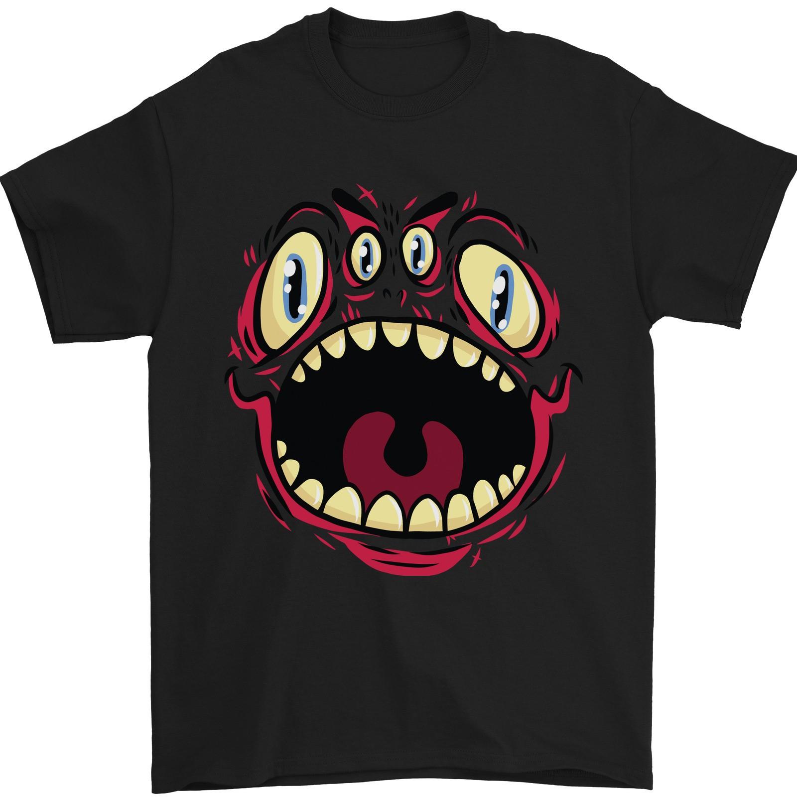 Four Eyed Scary Monster Halloween Mens T-Shirt 100% Cotton M
