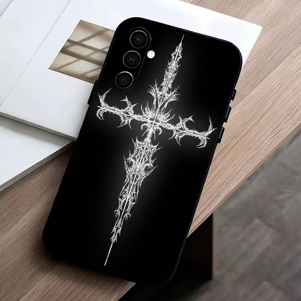 

Cyber Sigil Cross Phone Case For Samsung Galaxy A73,A72,A71,A70,A53,A52,A51,Others Soft Black Cover Samsung a32 5g