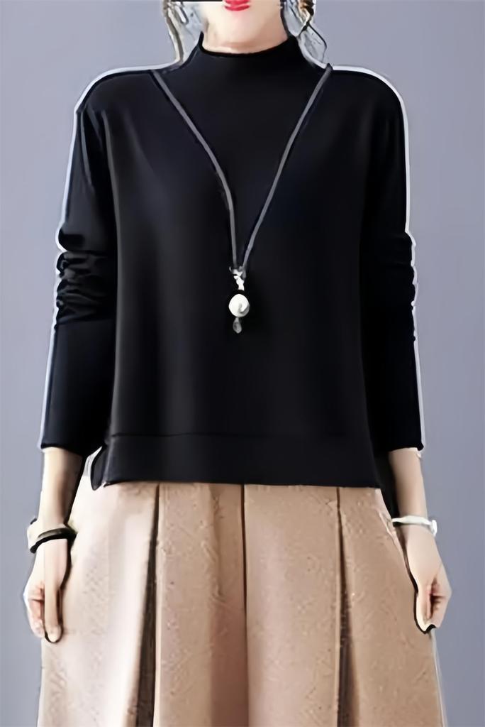 [YUANYUAN] Donking Dress Women's Gathered Dress Winter Dress Knee-Length Spring Autumn Winter Long Sleeve Color Matching Casual Relaxed Stylish Adult