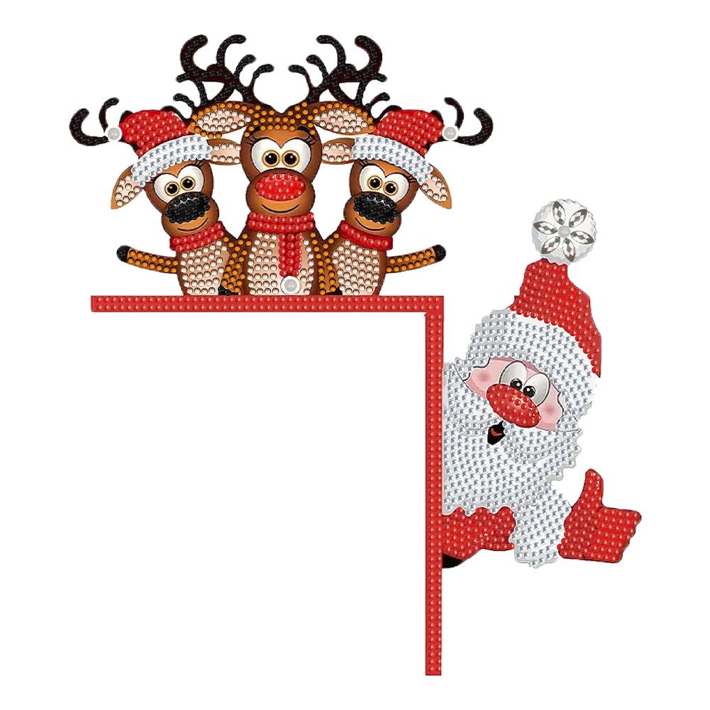 DIY Weihnachts-Diamantmalerei PVC-Türdekoration Teilbohrung Türrahmen Hängedekor Dekorative PVC-Türanhänger für Zuhause Büro