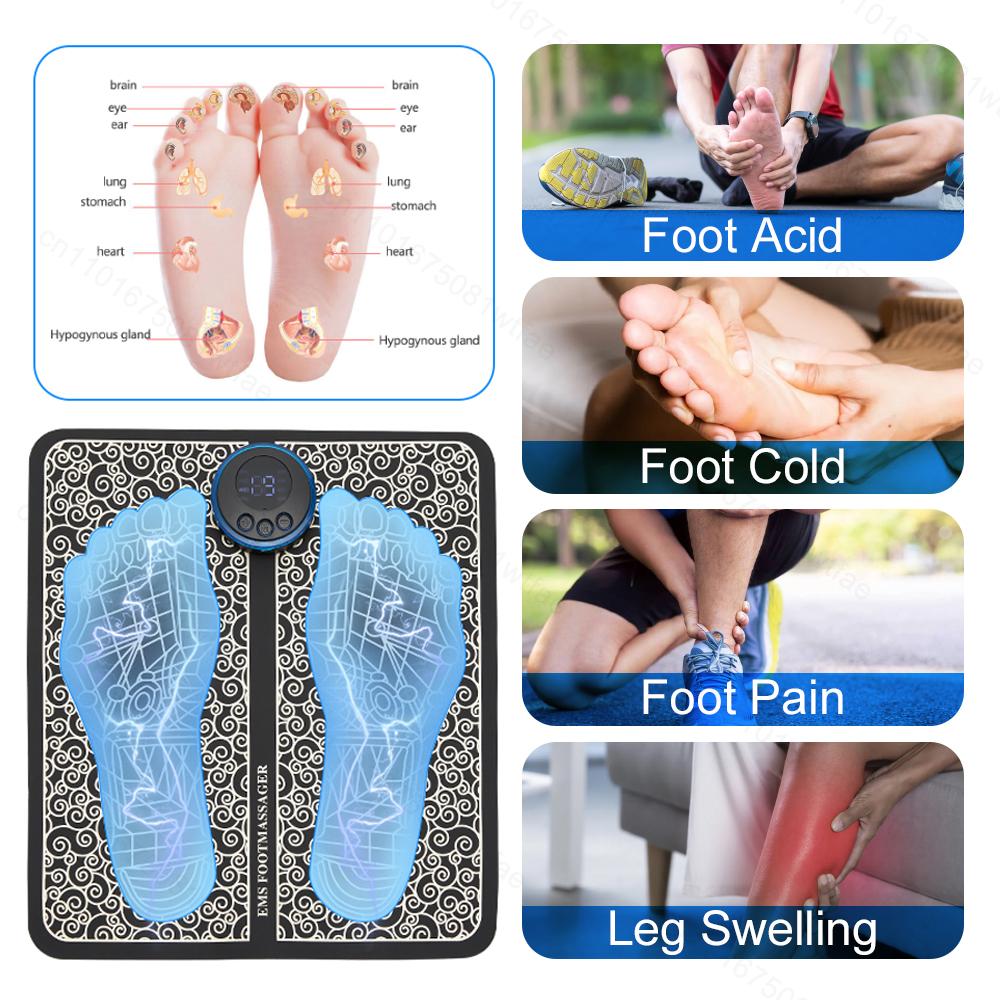 Electric Foot Massager Ems Foot Acupoint Stimulation Improve Blood Circulation Relaxation Trainer Relieve Sore Feet Leg Sole Pad