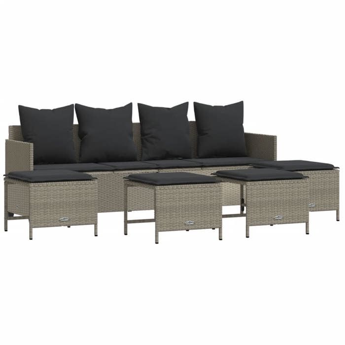 VidaXL Garden Lounge Set 5 Pcs with Light Grey Cushions Wicker, Outdoor Sofa Set, Garden Furniture, 3261562