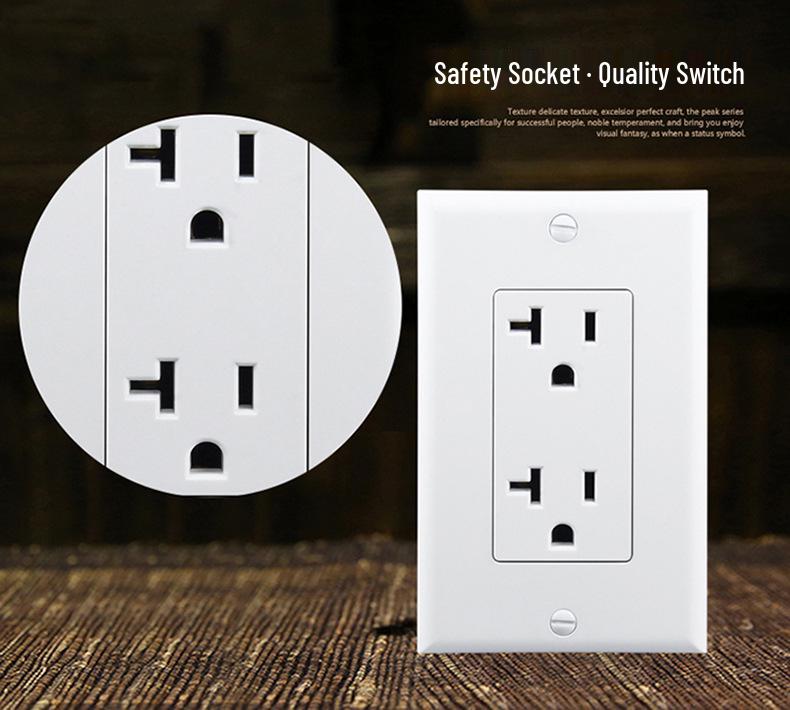 US Certified 20A NEMA 5-20R Double Gang Power Outlet