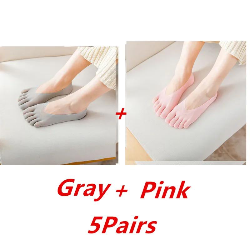 1/3/5 Pairs/Lot Women Summer Five-Finger Socks Ultrathin Funny Toe Invisible Boat Sokken Silicone Breathable Short Low Ankle Sox