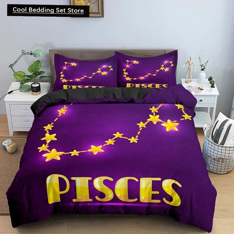 Constellation King Queen Duvet Cover Astrological Bedding Set For Kids Teens Adults Psychedelic Tarot Astrology Soft Quilt Cover