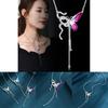 Charming Butterfly Pendant Necklace In Gradient Blue And Red Stylish Jewelry For Women