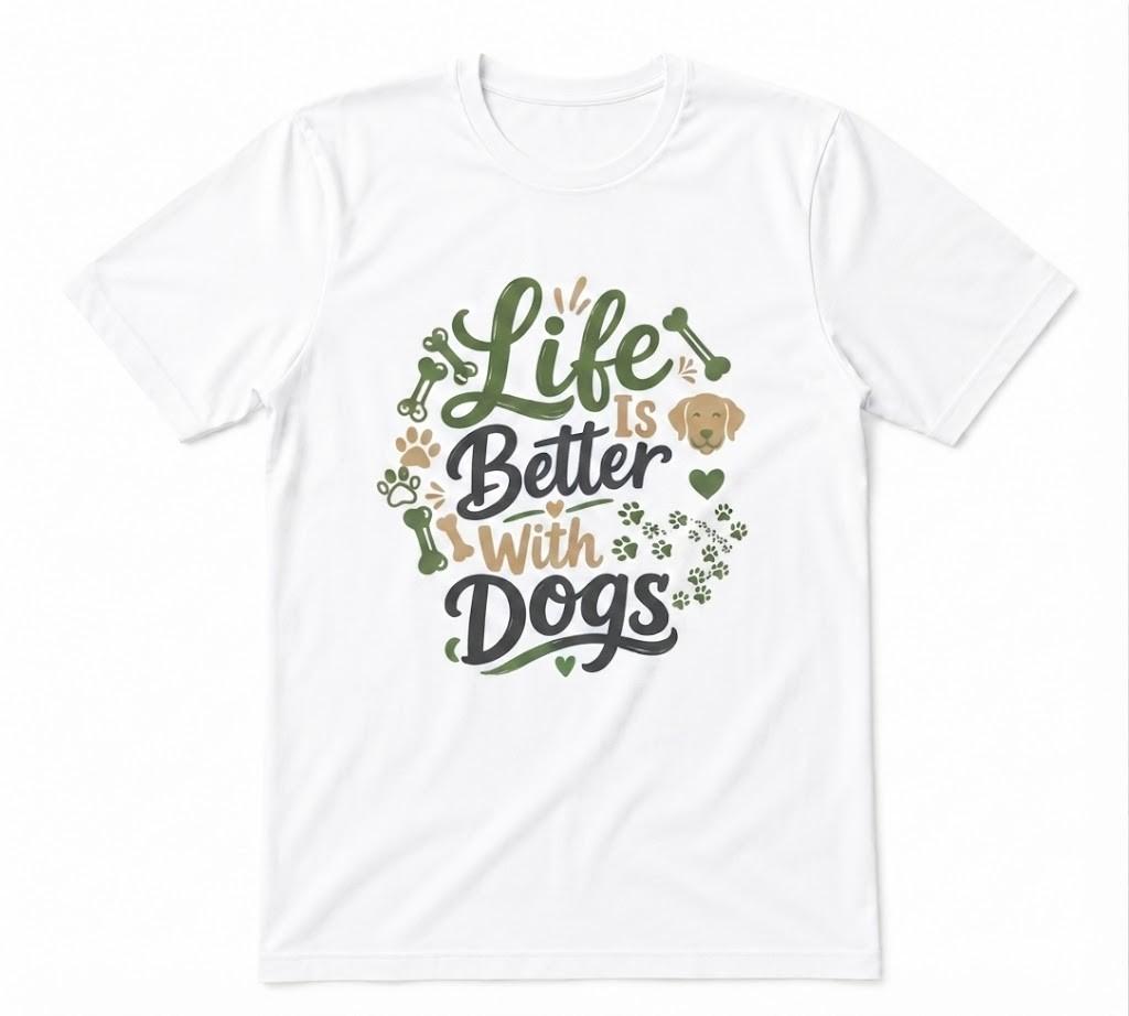Life Is Better With Dogs Dog Lover Cute Dog Unisex Tee White T-shirt