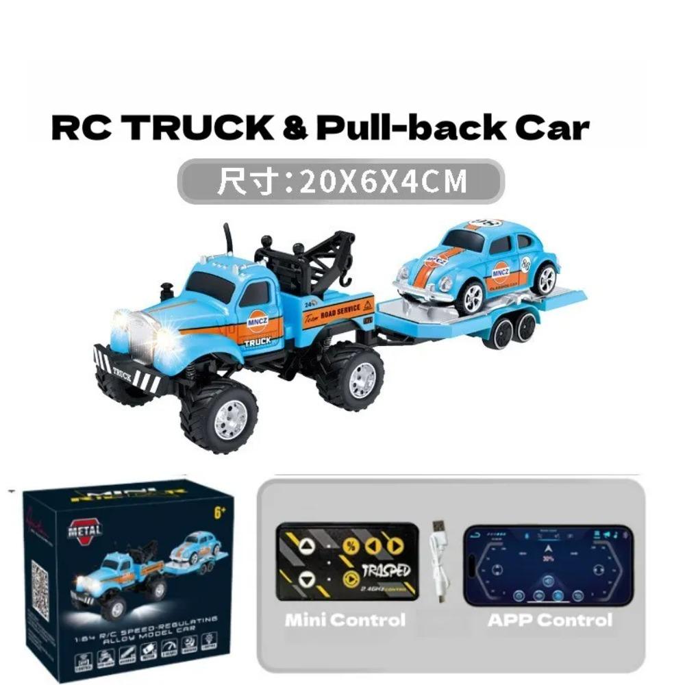 APP1: 64 Mini Alloy Remote Control Truck with Return Power Car Model Male Toy Gift Indoor and Outdoor Toy Car Off road Vehicle T