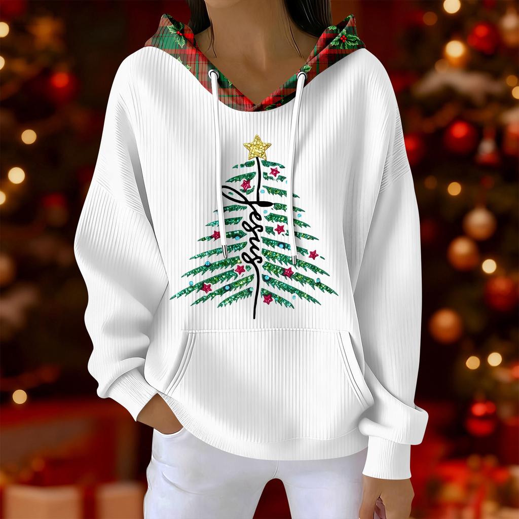 Women's Fashion Casual Christmas Print Pullover Long-Sleeve Sweatshirt