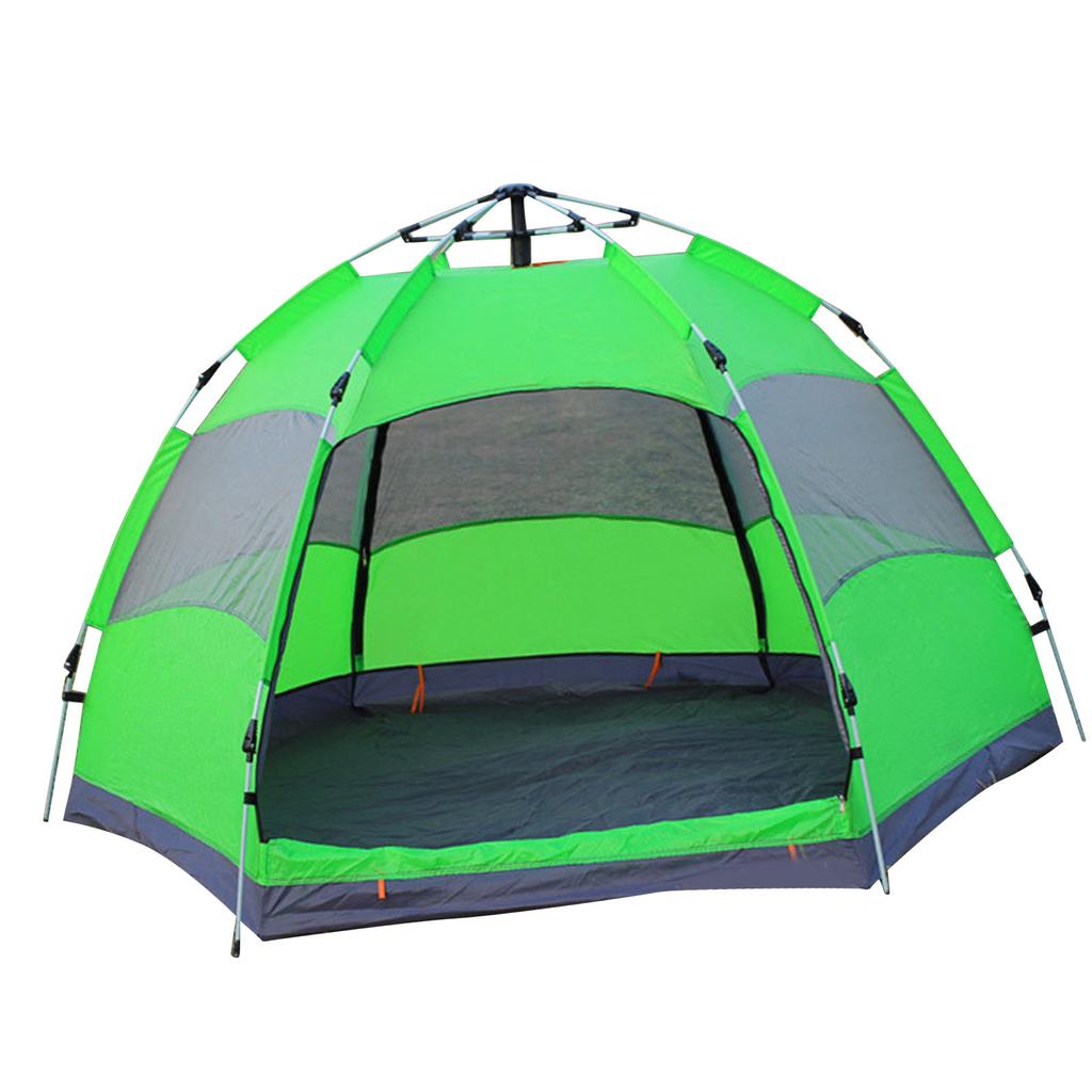 8 Person Easy Pop Up Camping Tent Double Layer Instant Automatic Pop Up Hexagonal Tent Green
