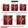 2pcs 2D Flat Printing Christmas Window Curtains Christmas Ornaments Hanging Red Background 100% Polyester Fabric Without