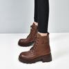 Women's boots thick-soled Martin boots autumn and winter new first-layer cowhide round head strap leather boots trendy locomotive boots short boots